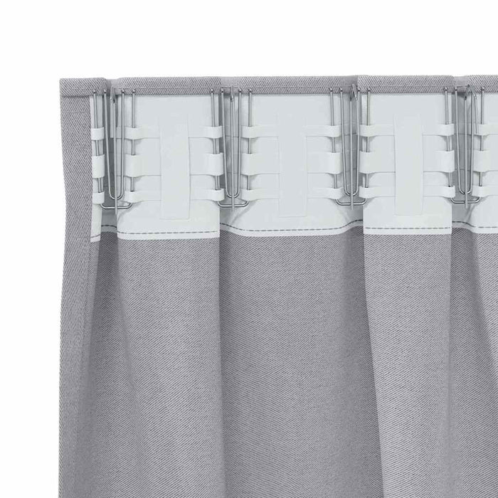 Gardiner med gardiner 2 pcs Metall grå Polyester