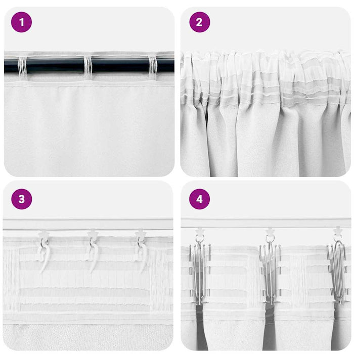 Gardiner med gardiner 2 pcs Lys hvit Polyester