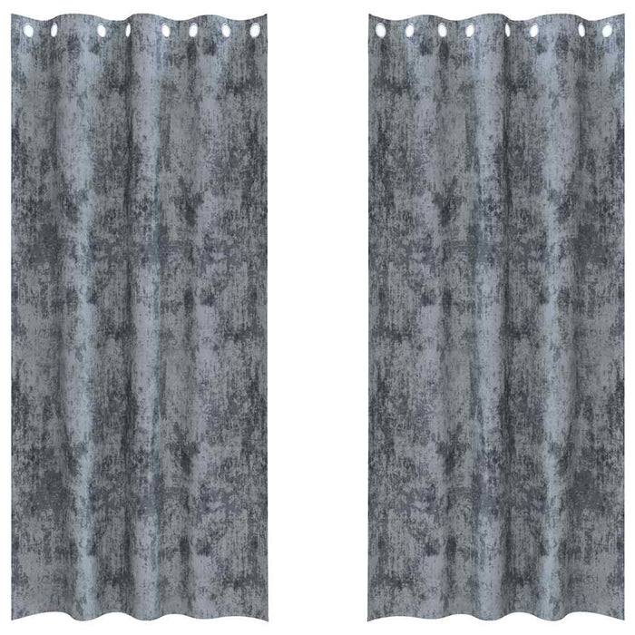 Fløyelsgardiner 2 stk med øyer Sølvgrå 260x140 cm