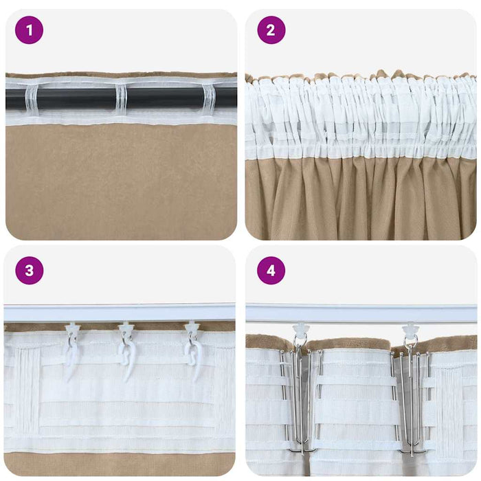 Gardin med gardiner 2 pcs champagne 140 x 140 cm Fløyel