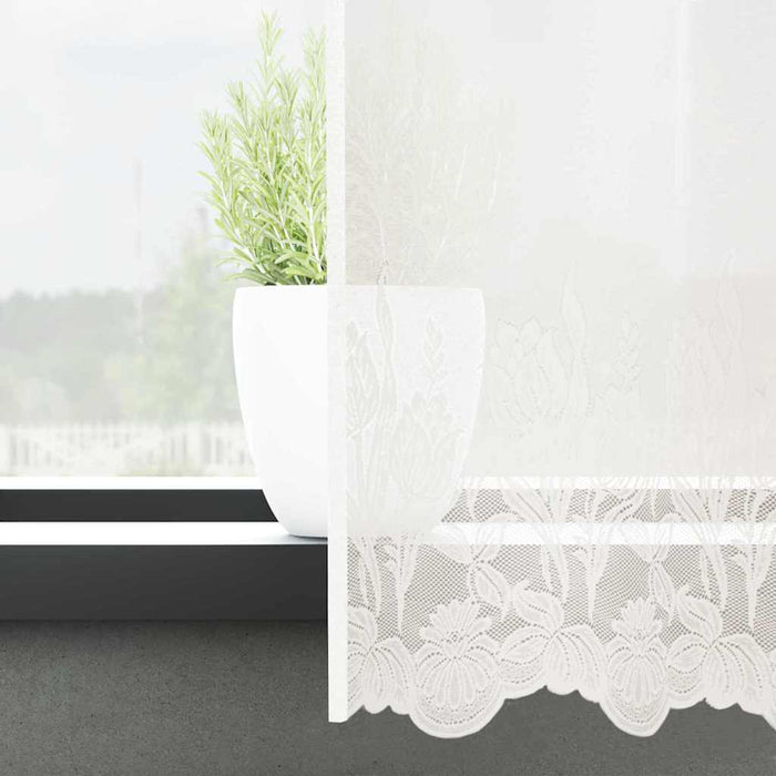 Blondegardin med gardiner Blomster Hvit 1200 x 260 cm Polyester