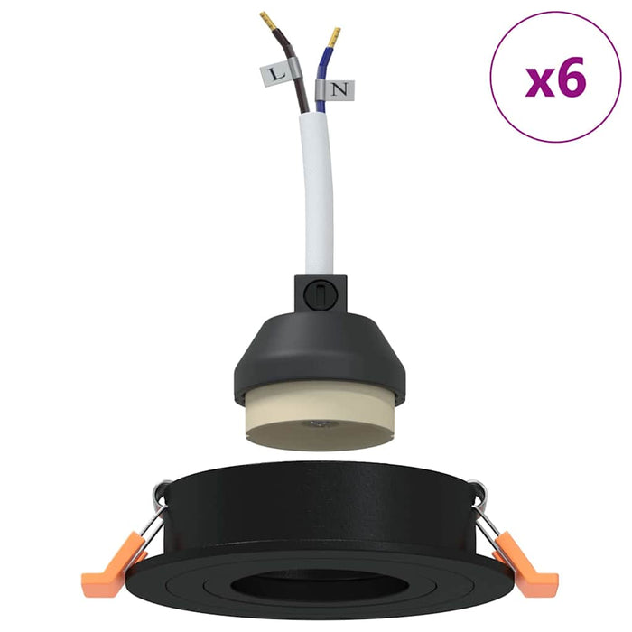 Spotlights med søkelys 6 pcs Svart 9 x 9 x cm Aluminium