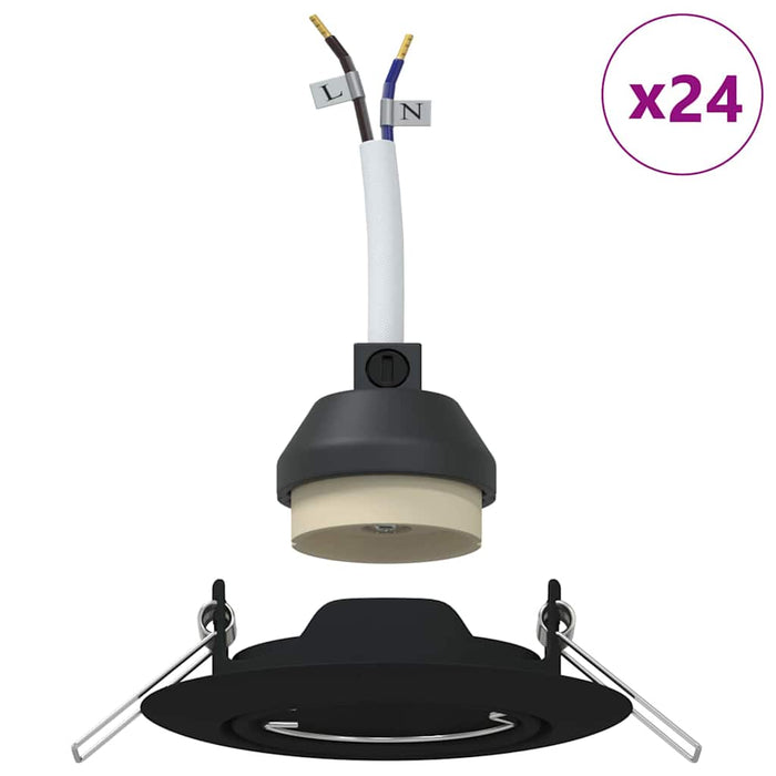 Innfelte Spotlys 24 stk Rund GU10 Svart Ø90 mm Stål