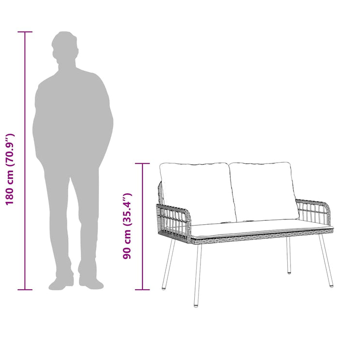 Hagebenk Naturlig 114x64x78 cm Poly Rattan
