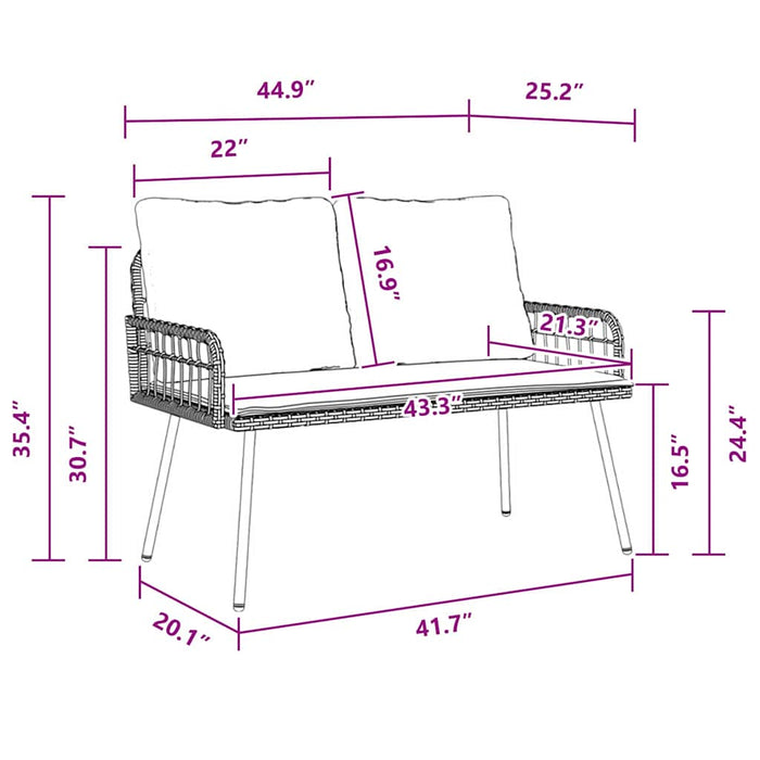 Hagebenk Naturlig 114x64x78 cm Poly Rattan