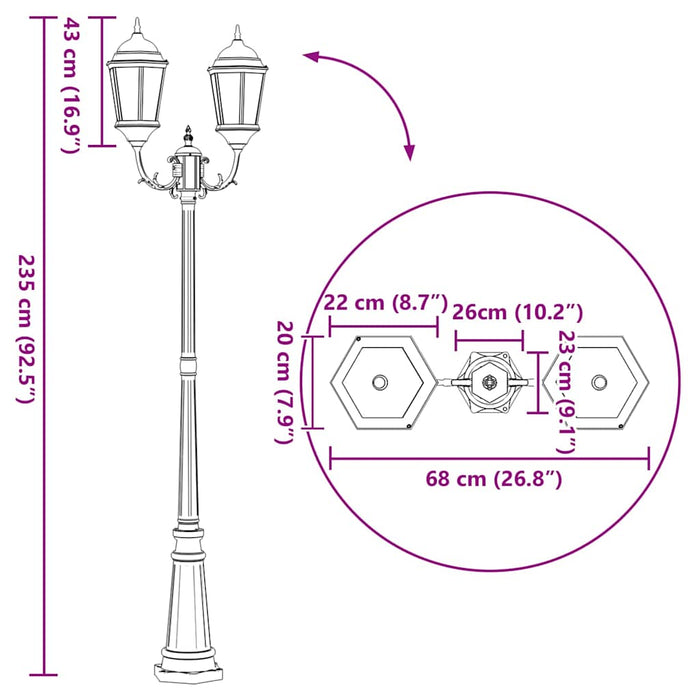 Hage Lys Bronse 235 cm Aluminium