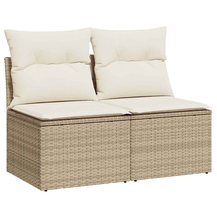 Hagesofaer med puter 4 deler beige polyrotting akasie