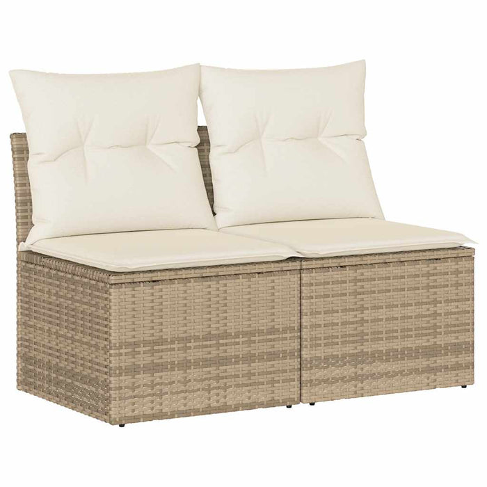 Hagesofaer med puter 2 deler beige polyrotting akasie