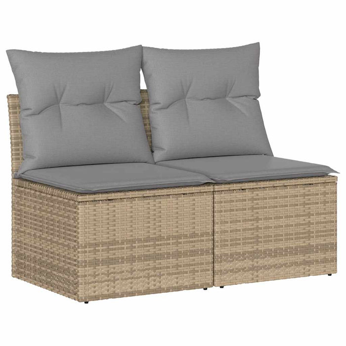 Hagesofaer med puter 4 deler beige polyrotting akasie