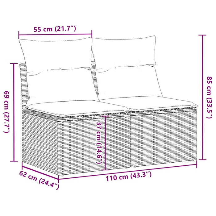 Hagesofaer med puter 4 deler beige polyrotting akasie