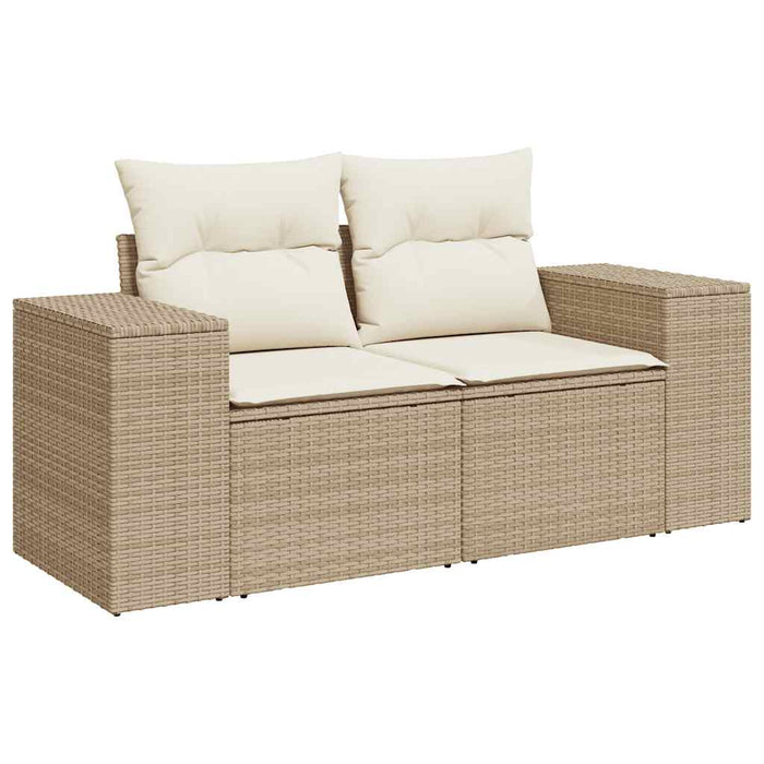 Hagesofaer med puter 9 deler beige polyrotting akasie