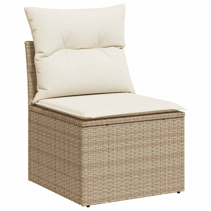 Hagesofaer med puter 6 deler beige polyrotting akasie