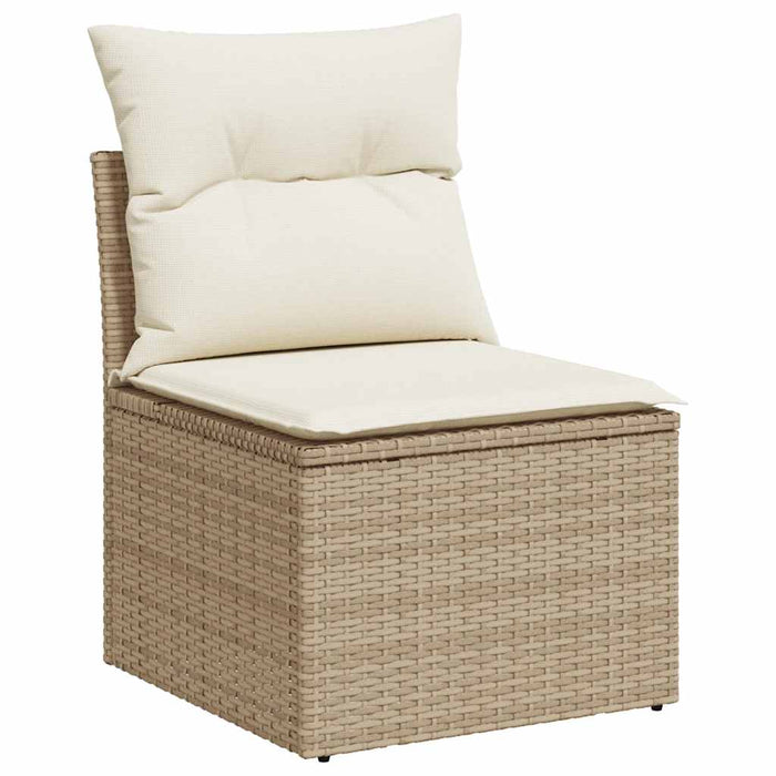 Hagesofaer med puter 11 deler beige polyrotting akasie