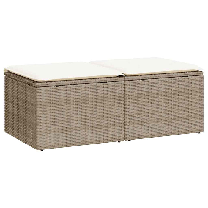 Hagesofaer med puter 2 deler beige polyrotting akasie