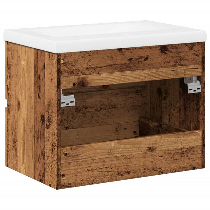 Vaskskap med innebygd vask gammelt tre 61x39,5x49 cm