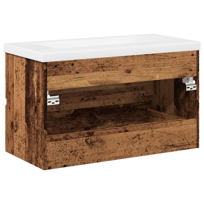 Vaskskap med innebygd vask gammelt tre 81x39,5x49 cm