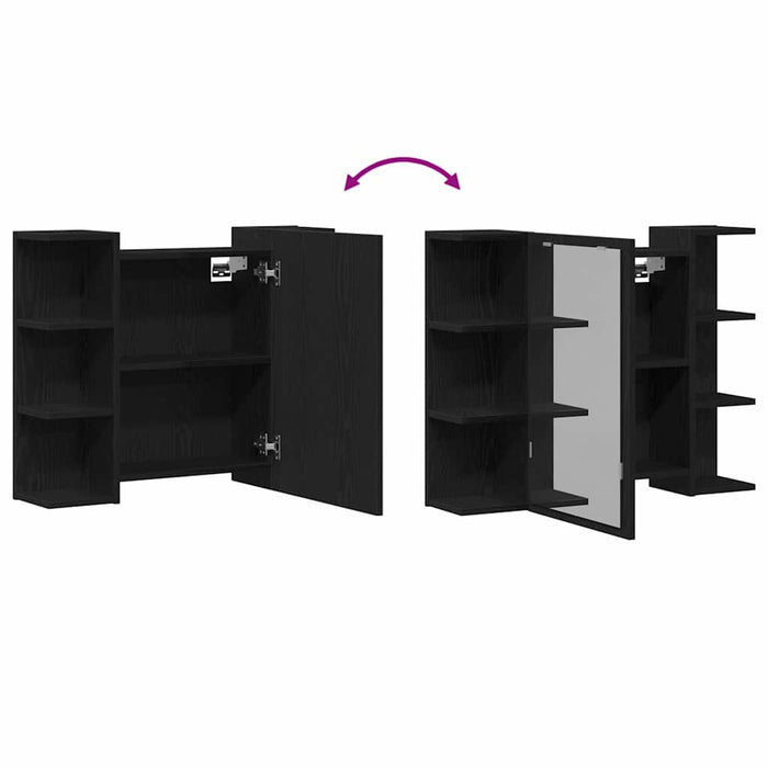 Speilskap med hylle Svart eik 80 x 20.5 x 64 cm Konstruert tre