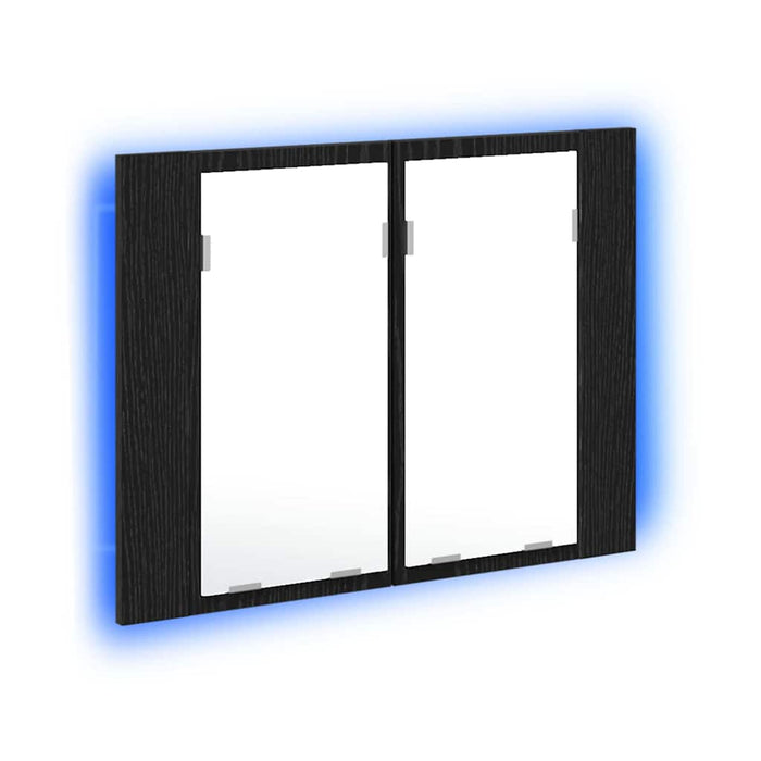 Baderomsskap med speil Svart eik 60 x 12 x 45 cm Konstruert tre