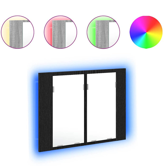 Baderomsskap med speil Svart eik 60 x 12 x 45 cm Konstruert tre