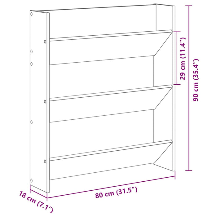 Veggskoskap 2 pcs Svart eik 80 x 18 x 90 cm Konstruert tre