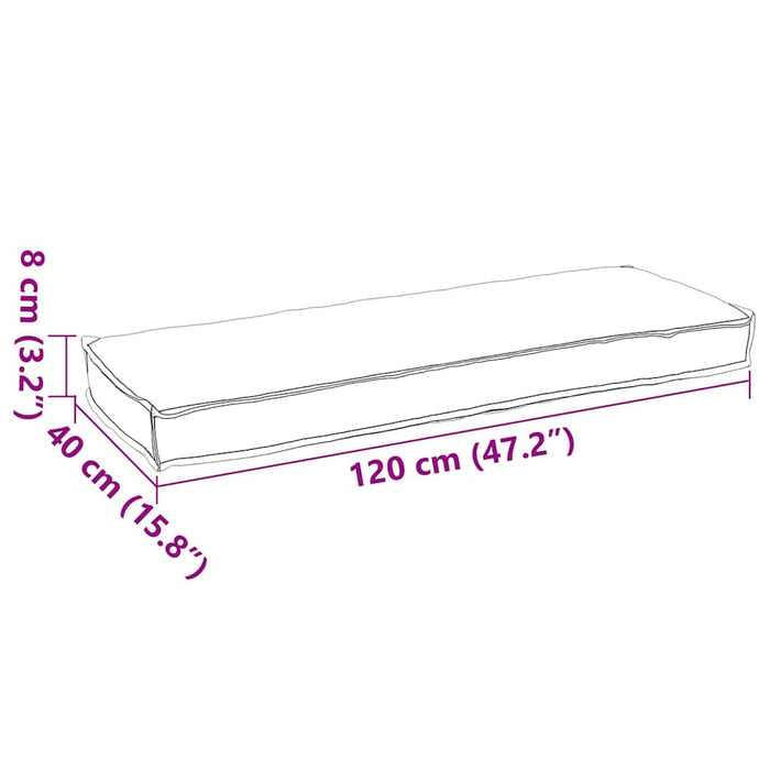 Pallepute for benk Grå 120 x 40 x 8 cm Oxford-stoff