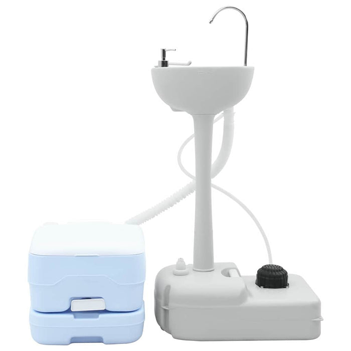 campingtoalett lys blå kropp + hvit lokkfarge Ikke anvendelig