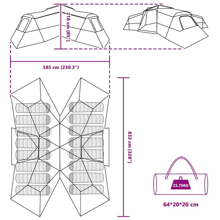 Telt grønn Stor Polyester og fiberglass