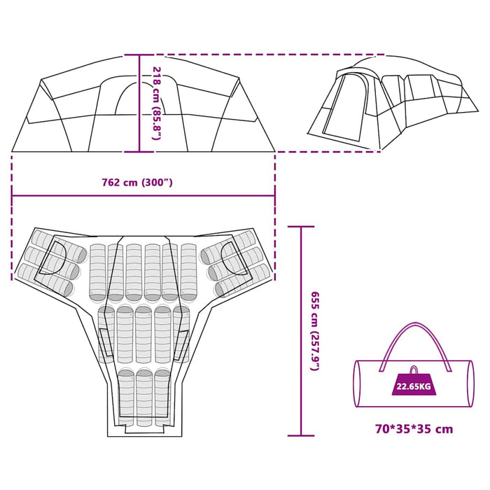Telt grønn 6-personers Polyester