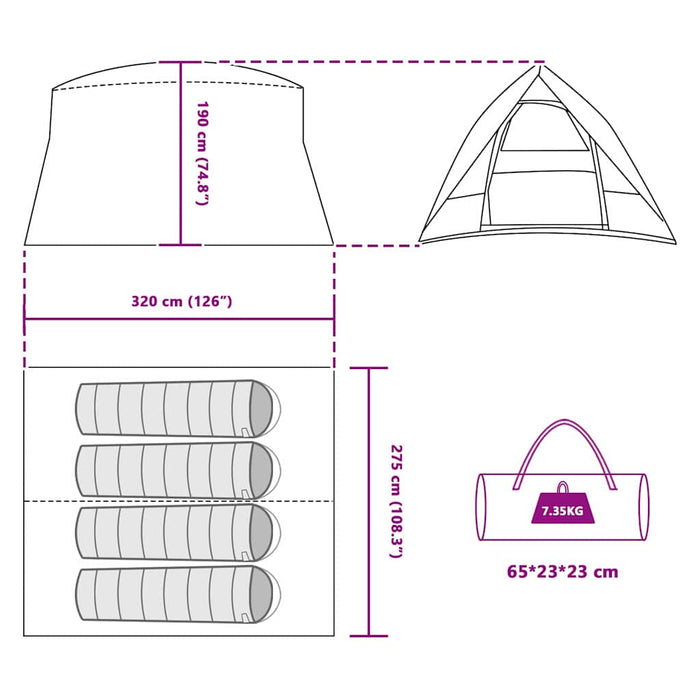 Telt Blå 320 x 275 x 190 cm