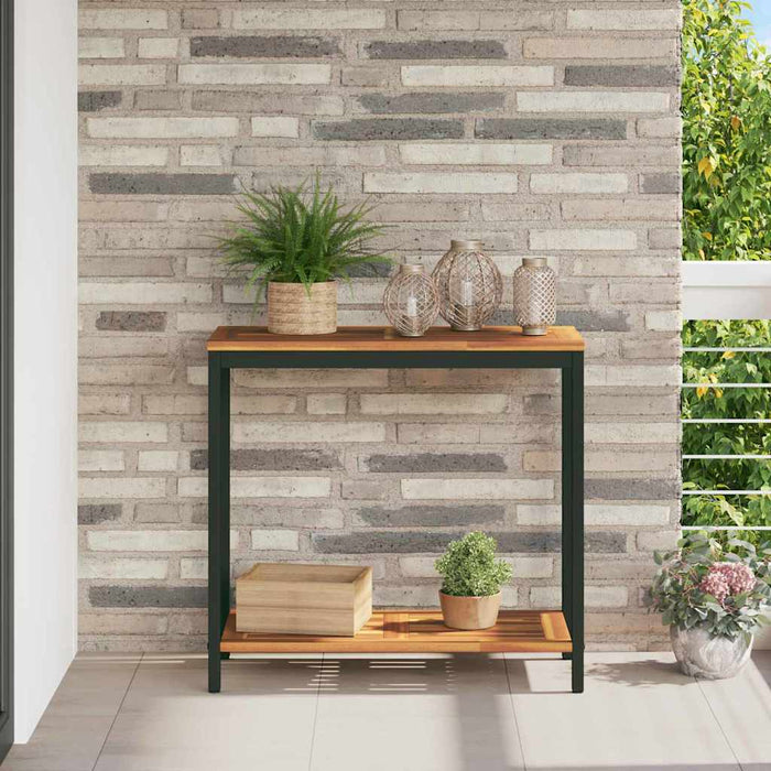 Utebord med lagring med hylle Naturlig og svart 80 x 35 x 75 cm