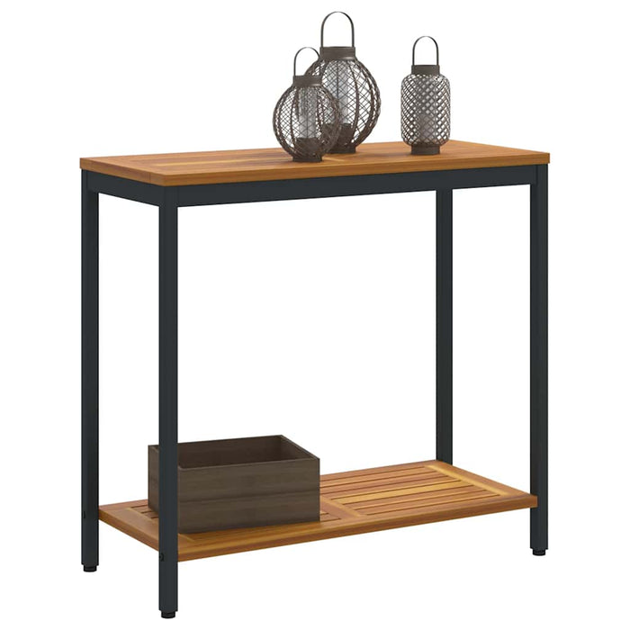 Utebord med lagring med hylle Naturlig og svart 80 x 35 x 75 cm