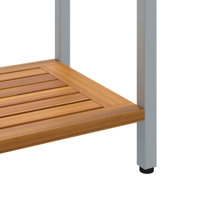 Utebord Naturlig og grå 80 x 35 x 75 cm Solid akasietre og stål