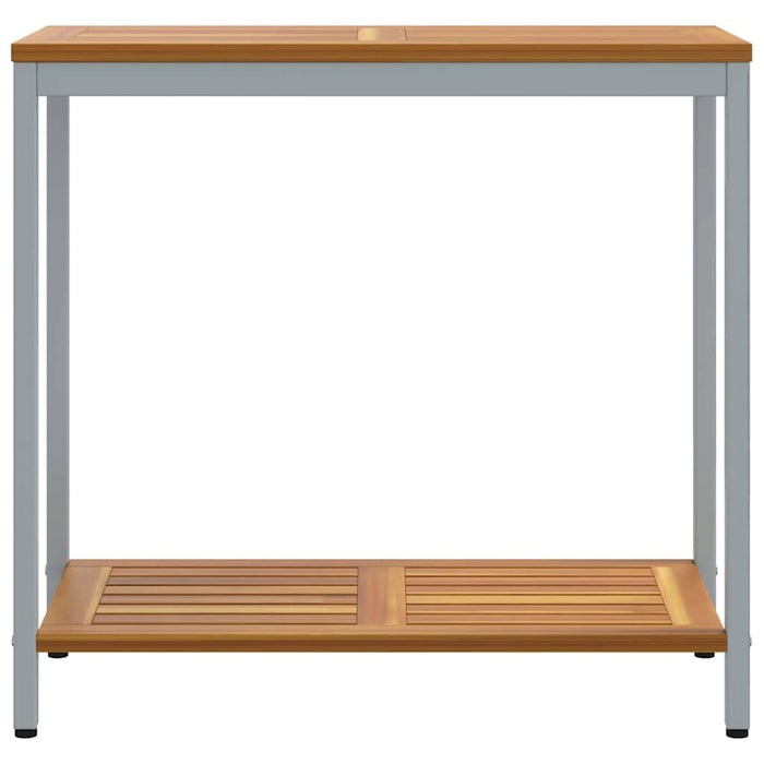 Utebord Naturlig og grå 80 x 35 x 75 cm Solid akasietre og stål