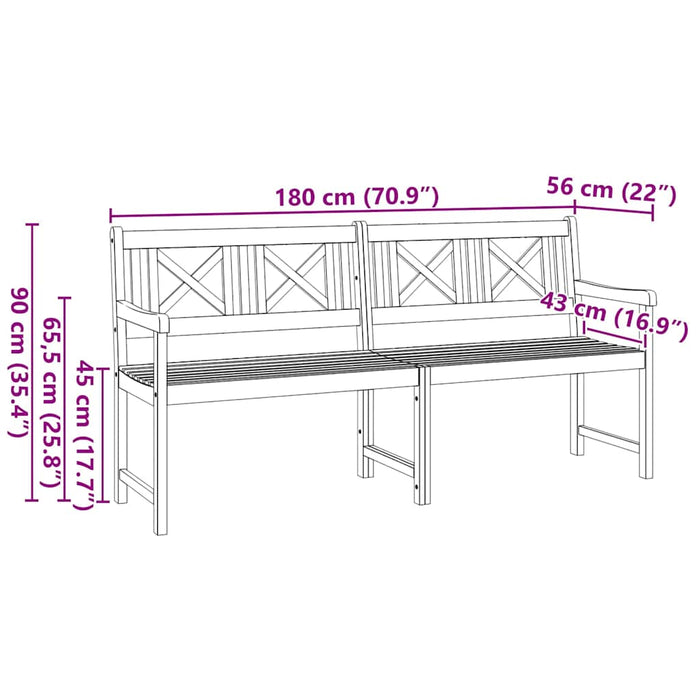 Hagebenk Brun 180 x 56 x 90cm Massivt akasietre