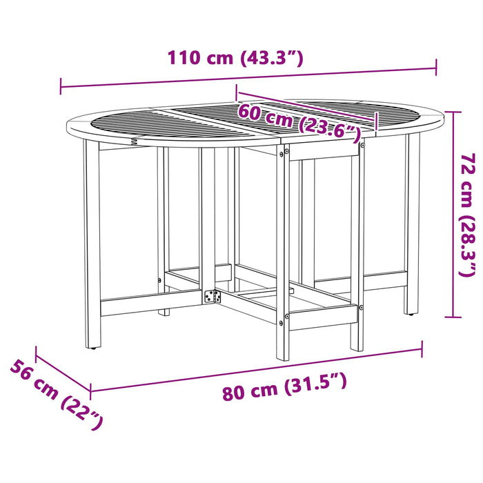 Hagebord Brun 110 x 60 x 72 cm Massivt akasietre