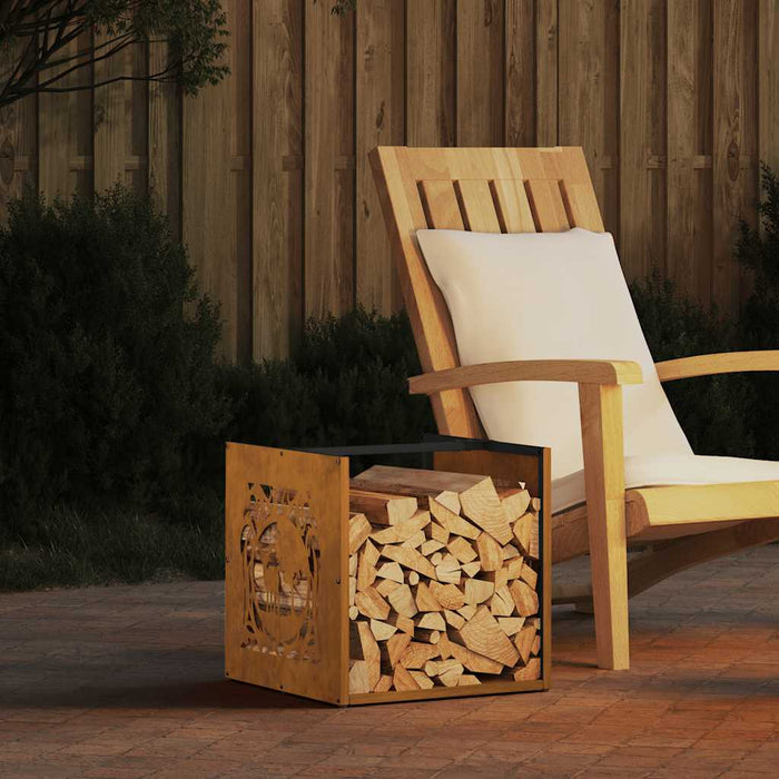 Vedstativ 40x40x40 cm oksidert stål