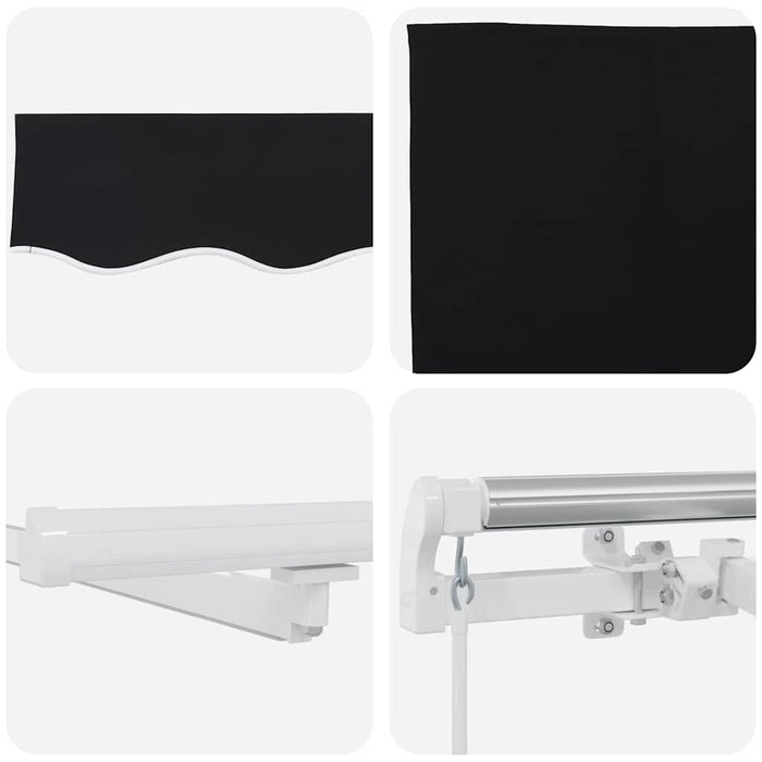 Manuell Uttrekkbar Markise med LED Svart 300x250 cm, vidaXL Markisefabric til 3x2.5 m ramme svart