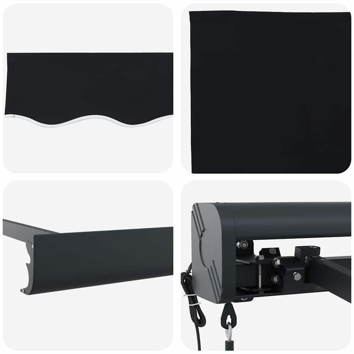 Automatisk uttrekkbar markise svart 300x250 cm, vidaXL Markise erstatningsstoff for 3x2.5 m ramme svart