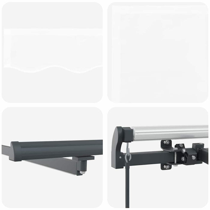 Manuell Uttrekkbar Markise med LED Hvit 300x250 cm, vidaXL Markise Erstatningsstoff for 3x2.5 m Ramme Hvit