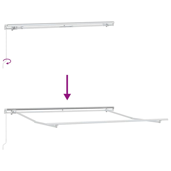 manuell uttrekkbar markise rød og hvit stripe 350x250 cm