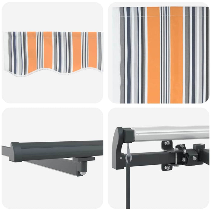 Manuell Uttrekkbar Markise med LED Flerfarget Stripe 350x250 cm