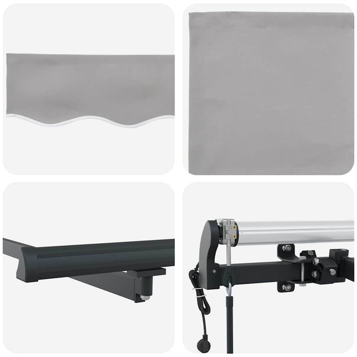 Automatisk Uttrekkbar Markise Lysegrå 350x250 cm, vidaXL Markiseduk for 3,5x2,5 m ramme Lysegrå