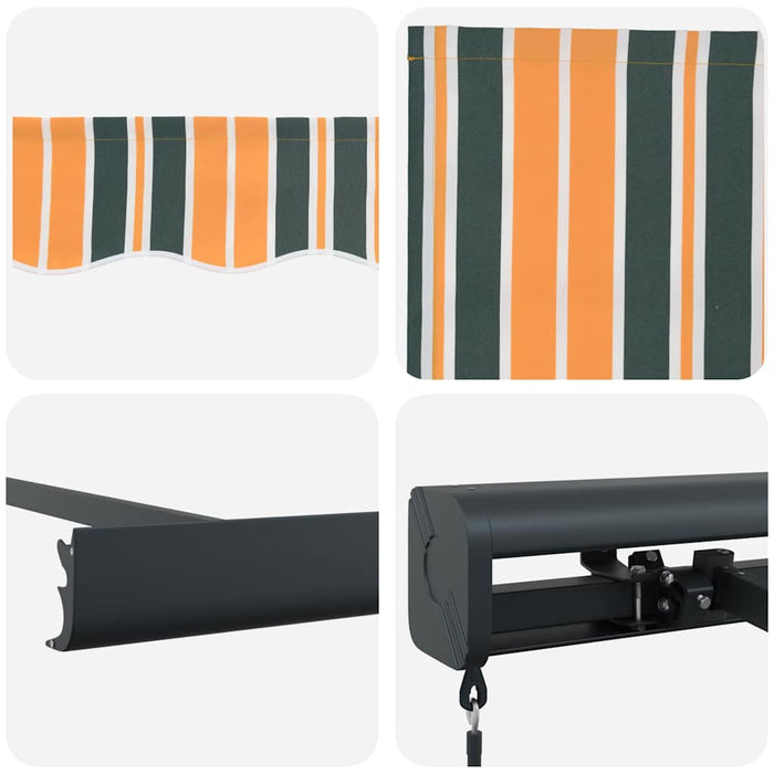 Manuell Utrekkbar Markise Grønn og Gul 350 x 250 cm