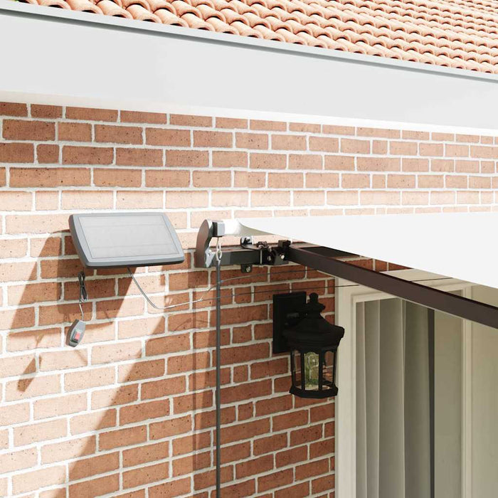 manuell uttrekkbar markise med LED Hvit 400x300 cm, vidaXL markise erstatningsstoff for 4x3 m ramme Hvit