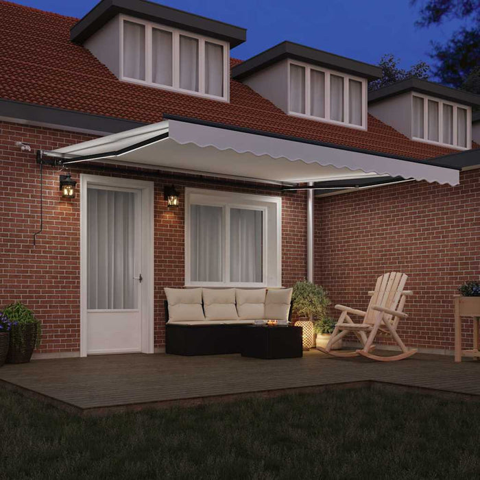 Automatisk Uttrekkbar Markise med LED Hvit 400x300 cm, vidaXL Markise Erstatningstoff for 4x3 m Ramme Hvit