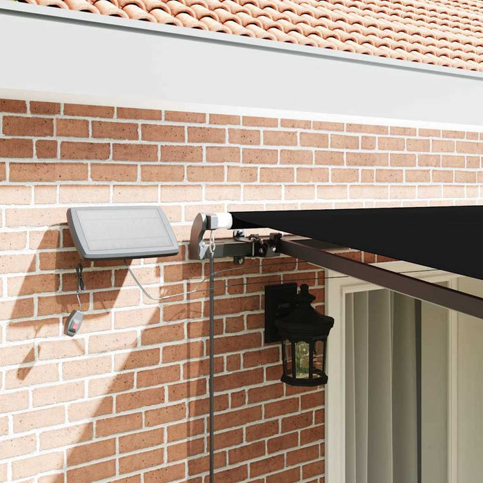 Manuell Uttrekkbar Markise med LED Svart 400x350 cm, vidaXL Markiseduk for 4x3.5 m RAMME Svart