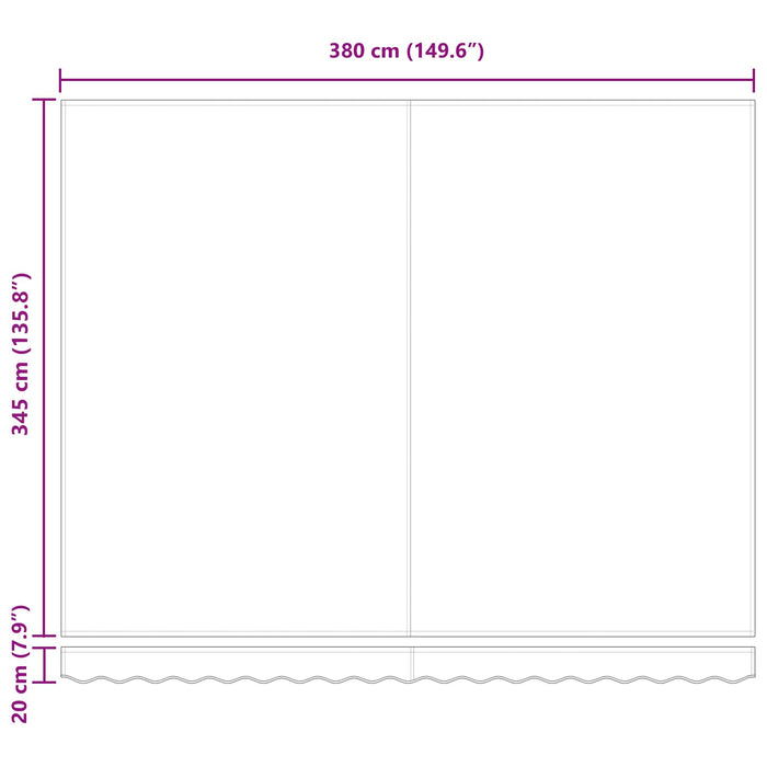 Manuell Uttrekkbar Markise Hvit 400x350 cm, vidaXL Markise Erstatningsstoff for 4x3.5 m Ramme Hvit