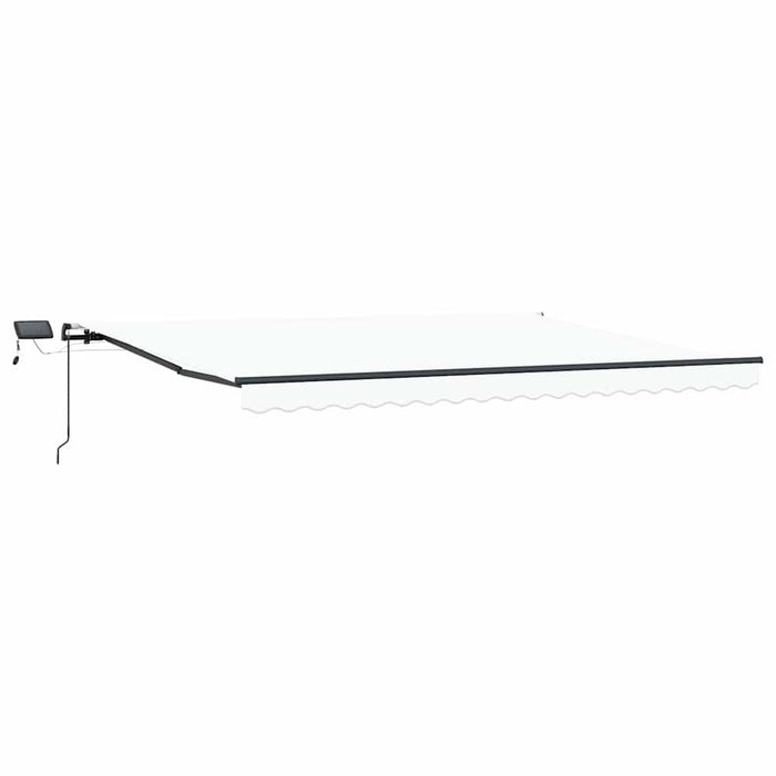 manuell uttrekkbar markise med LED hvit 400x350 cm, vidaXL markise erstatningsstoff for 4x3,5 m ramme hvit
