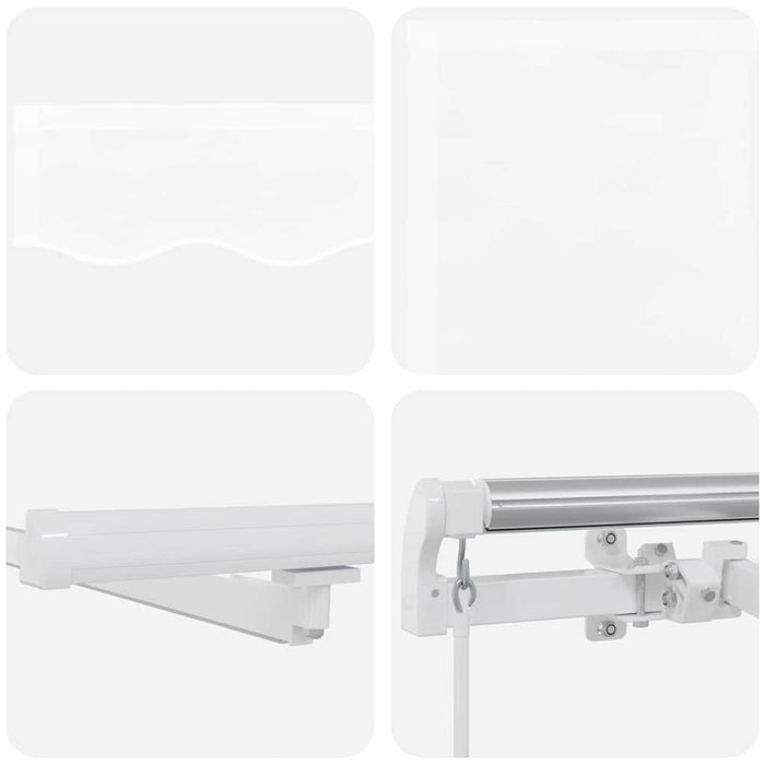Manuell uttrekkbar markise med LED Hvit 450x300 cm, vidaXL Markise erstatningsstoff for 4.5x3 m ramme Hvit