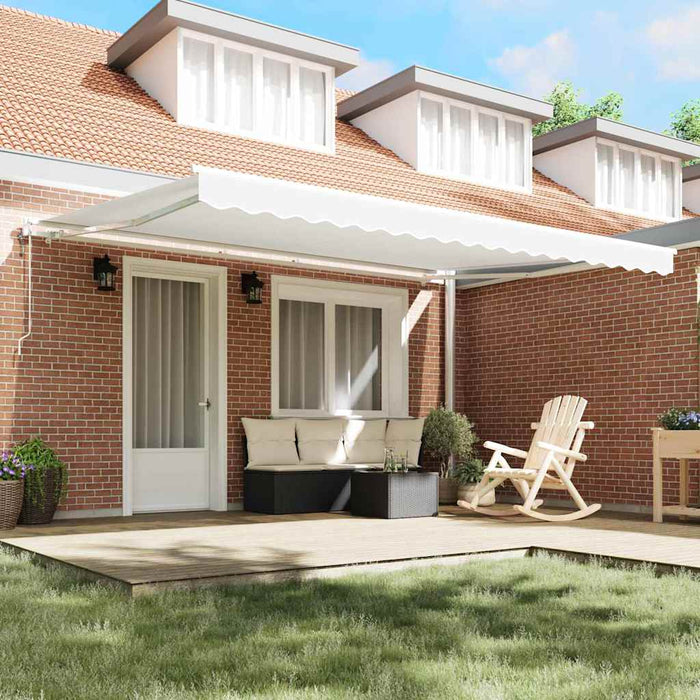 Automatisk uttrekkbar markise Hvit 450x300 cm, vidaXL Markise erstatningsstoff for 4.5x3 m ramme Hvit